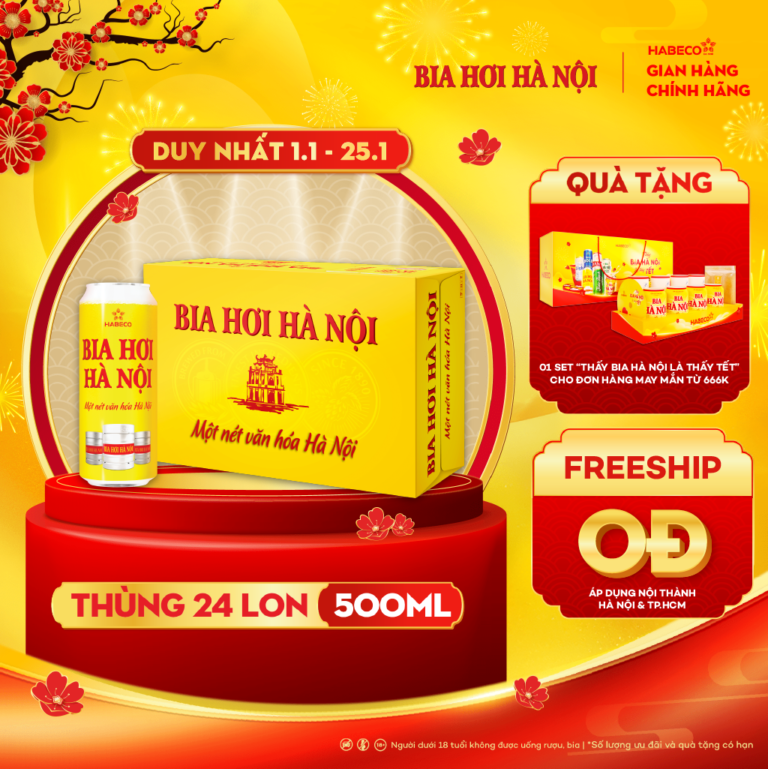 Bia Hơi Hà Nội – Thùng 24 lon 500ml