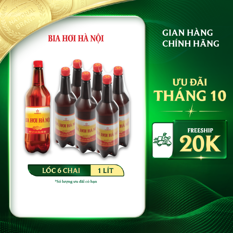 [TOÀN QUỐC] LỐC 6 CHAI BIA HƠI HÀ NỘI – HABECO